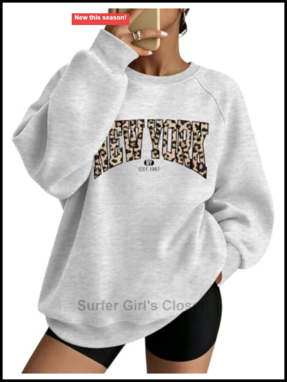 Oversized Graphic Sweatshirt Crewneck Pullover Long Sleeve Raglan Fleece Lined